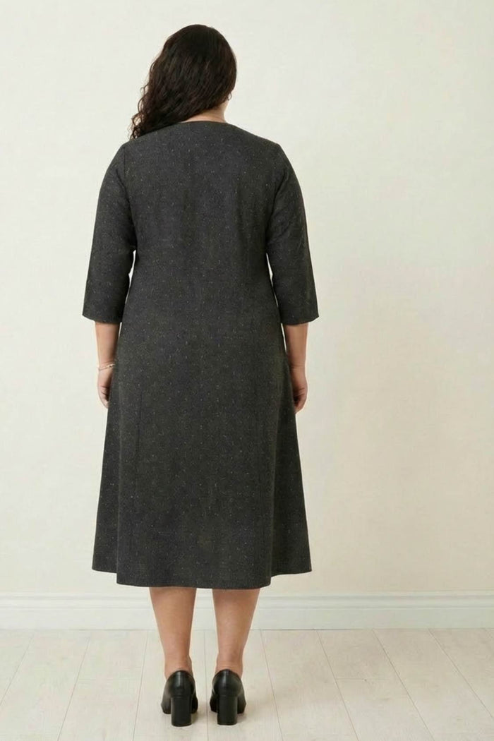 Plus Size Ash Black Denim Cotton Dress