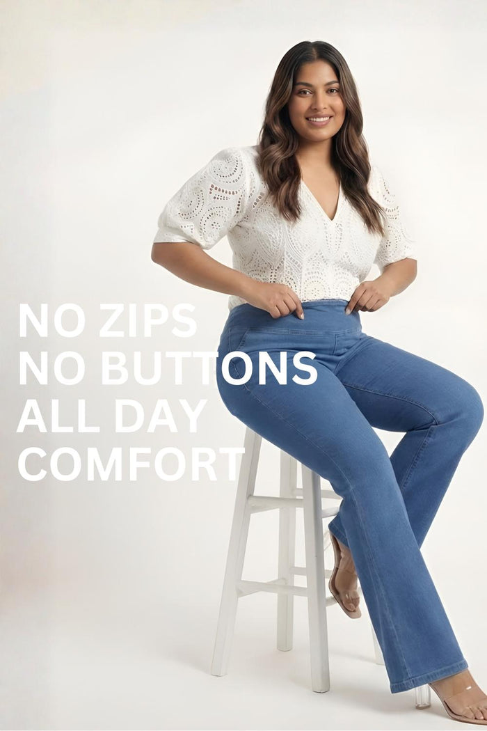Plus Size Bermuda Blue Flare Jeans