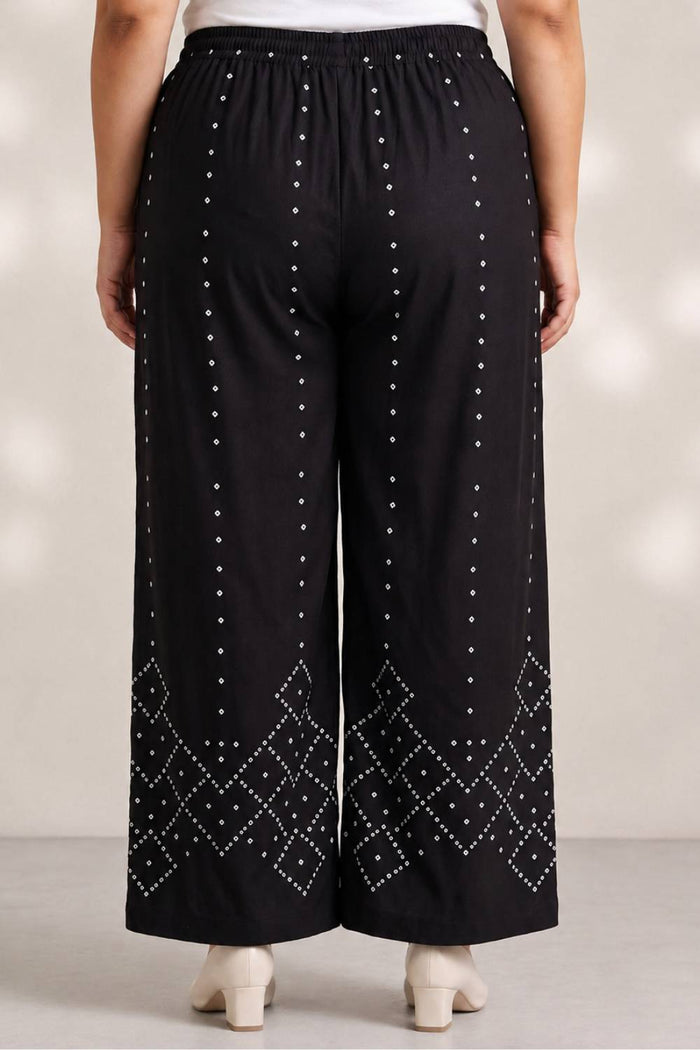 Plus Size Black Bandhej Print Coord Set