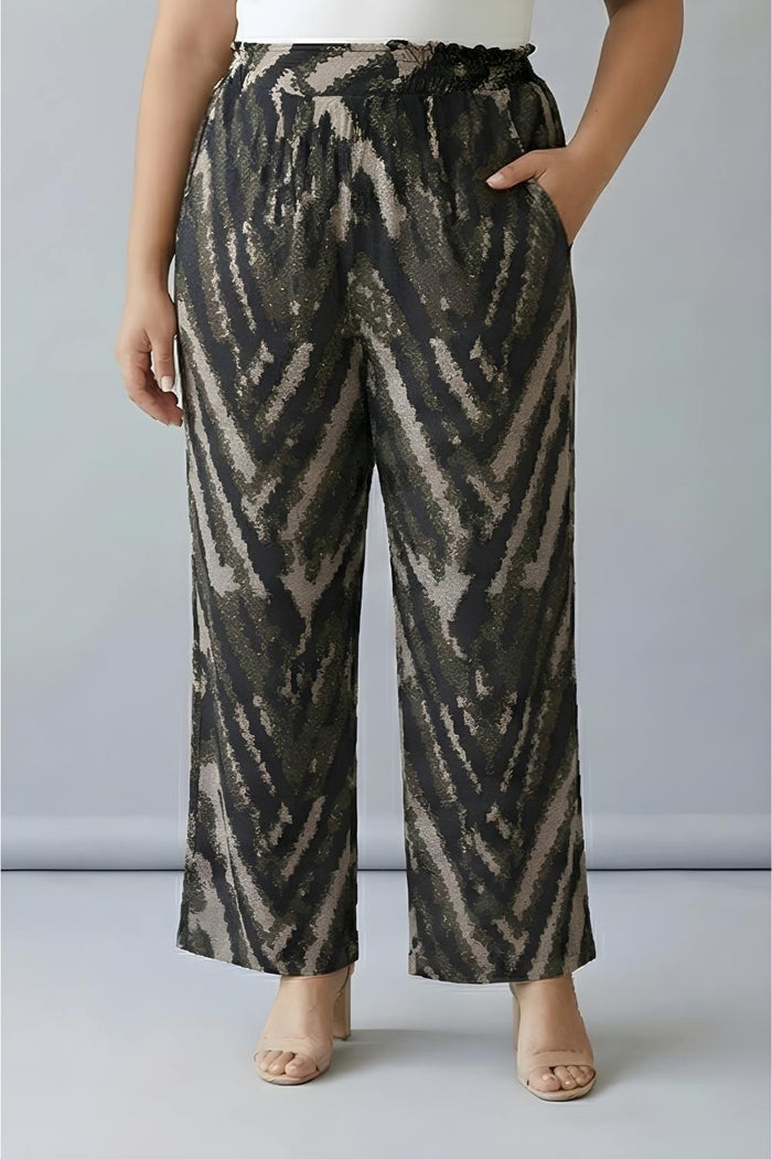 Plus Size Black & Beige Abstract Kurta SnugWeave™ Winter Coord Set