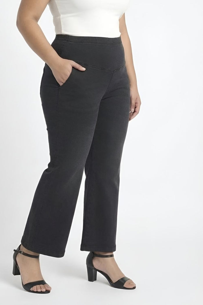 Plus Size Black Light Fade Flare Jeans