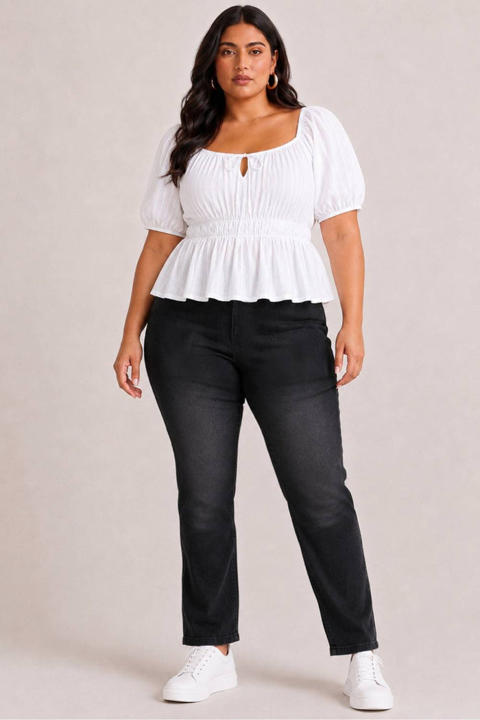 Plus Size Black Light Fade Straight Fit Jeans