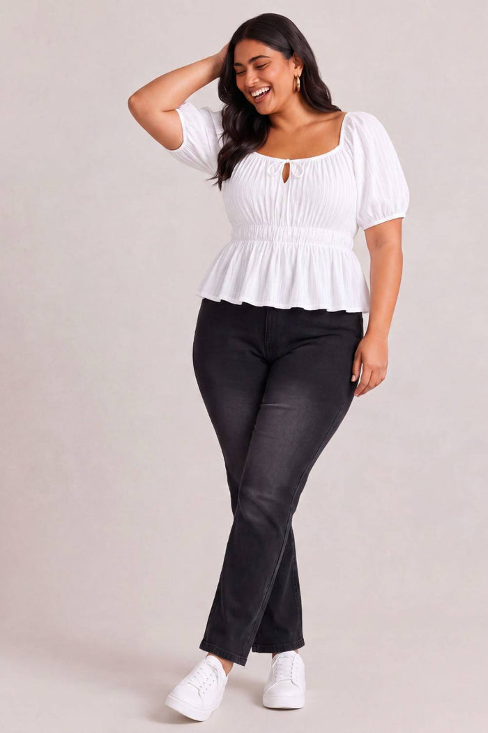 Plus Size Black Light Fade Straight Fit Jeans