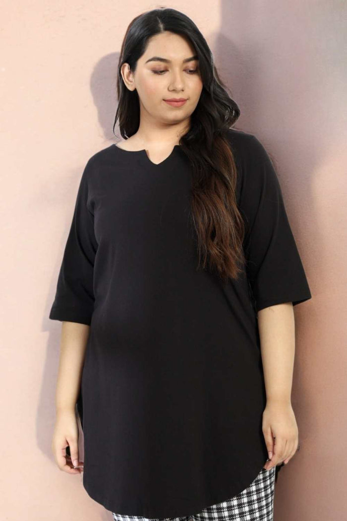 Plus Size Black Longline Tunic