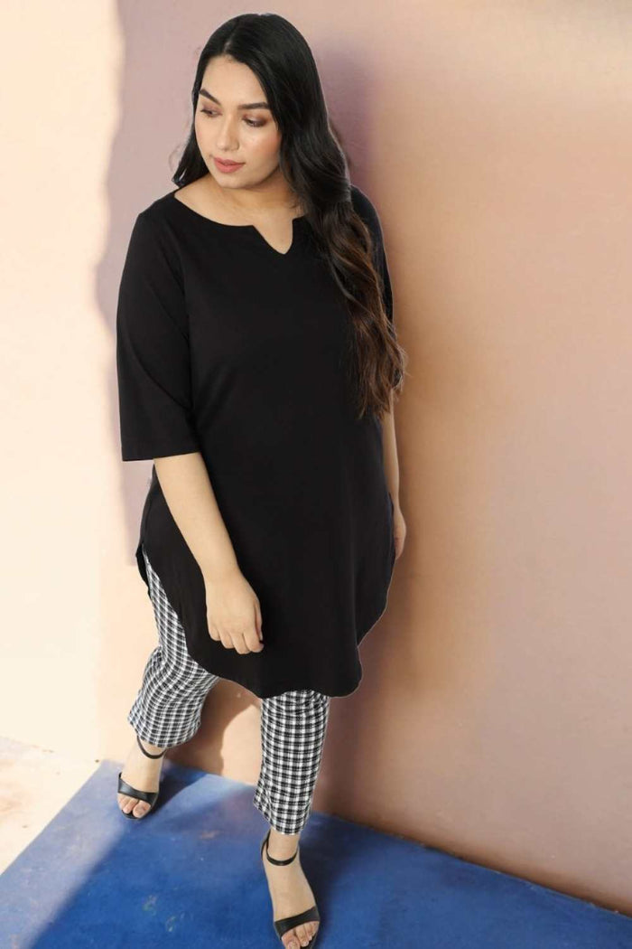 Plus Size Black Longline Tunic