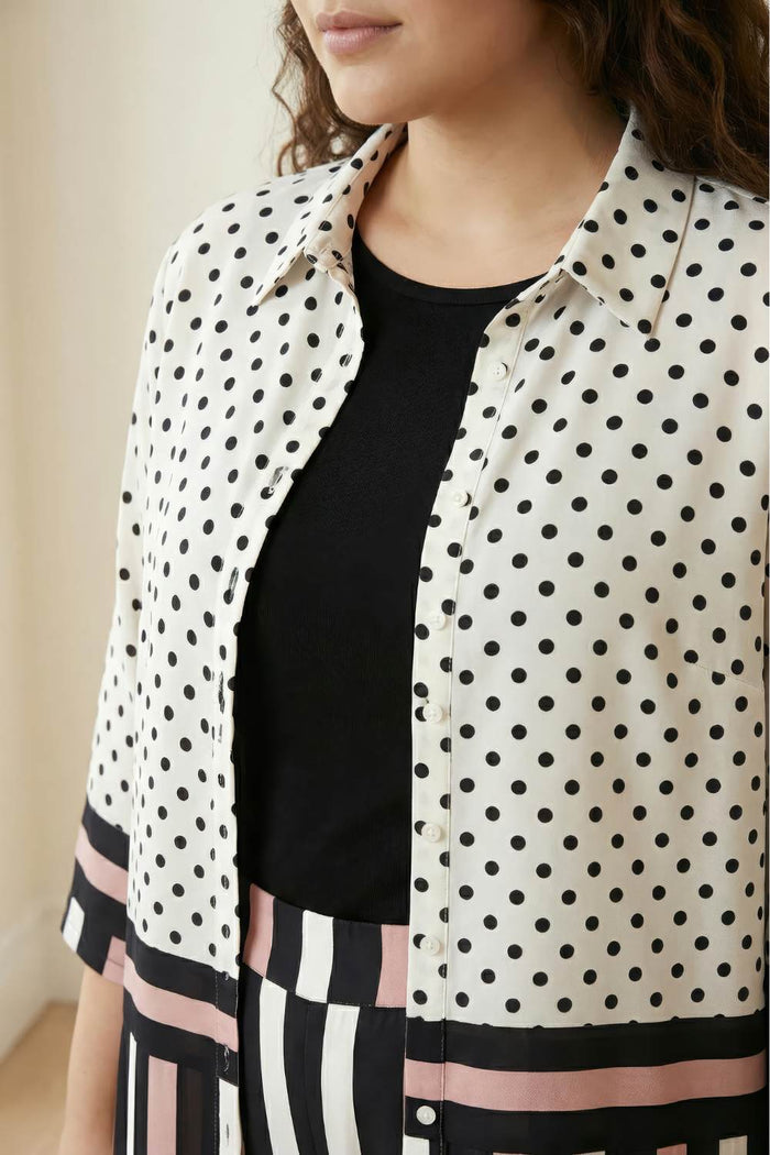 Plus Size Black Luxe Polka Stripes Coord Set