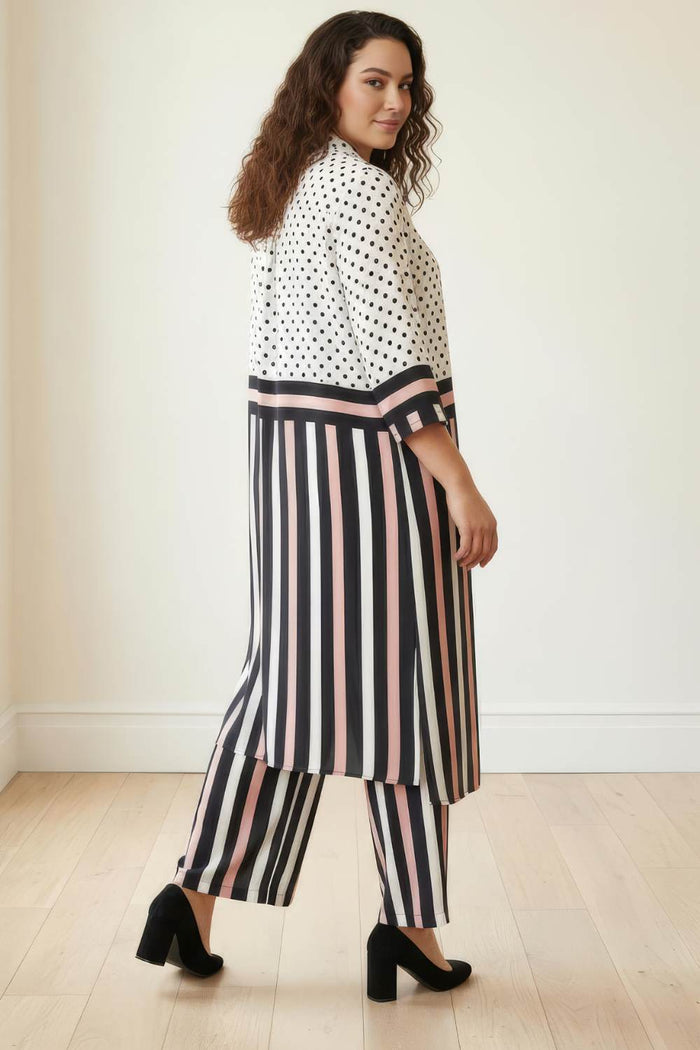 Plus Size Black Luxe Polka Stripes Coord Set