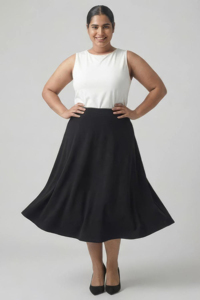 Plus Size Black Midi Skirt