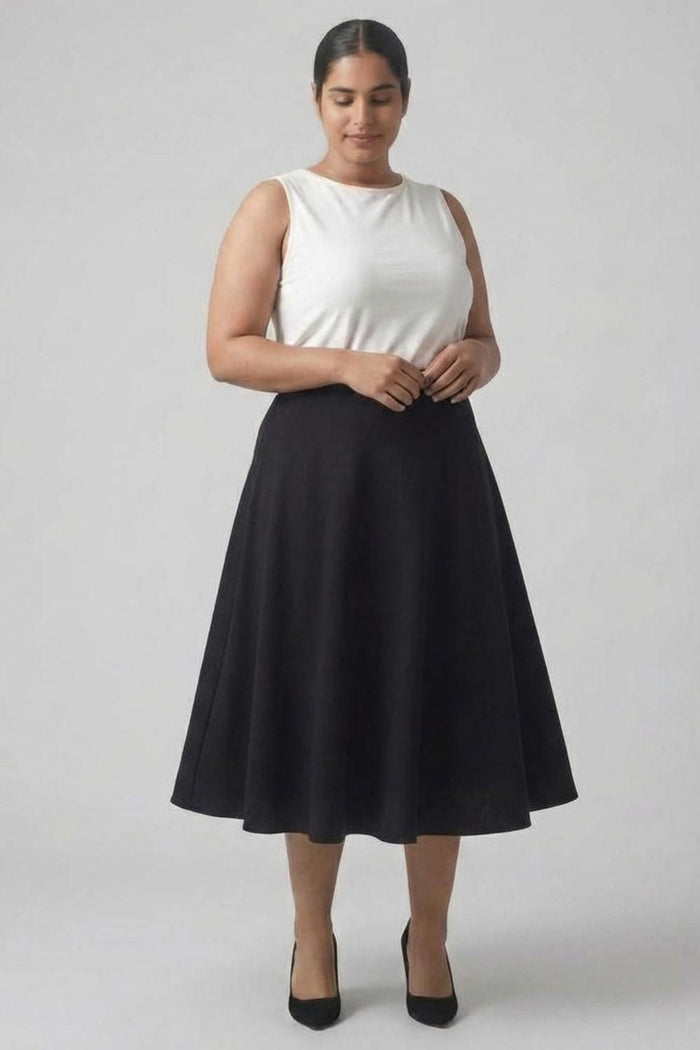 Plus Size Black Midi Skirt