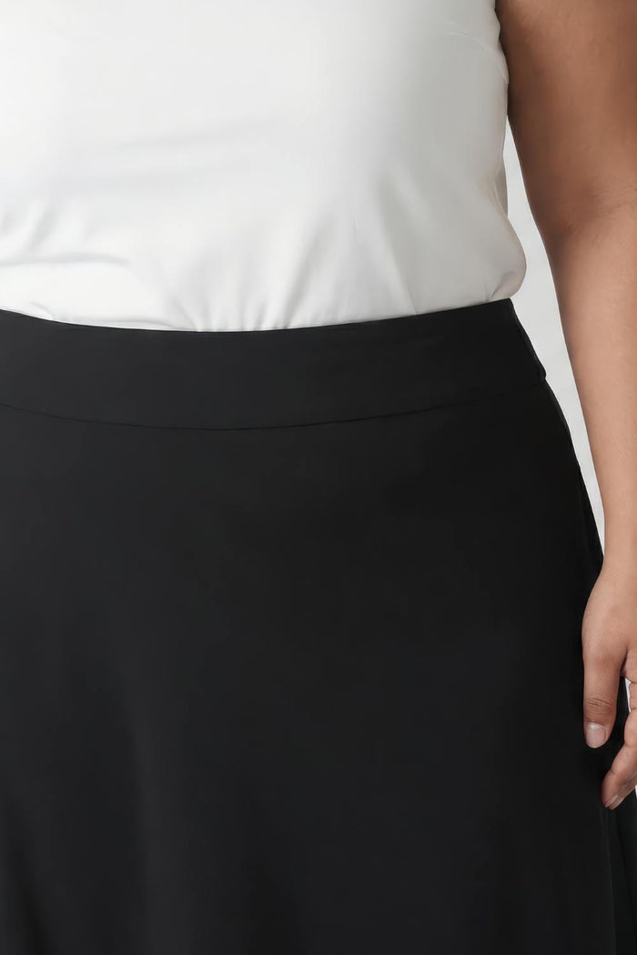 Plus Size Black Midi Skirt
