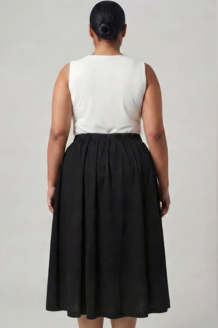Plus Size Black Midi Skirt