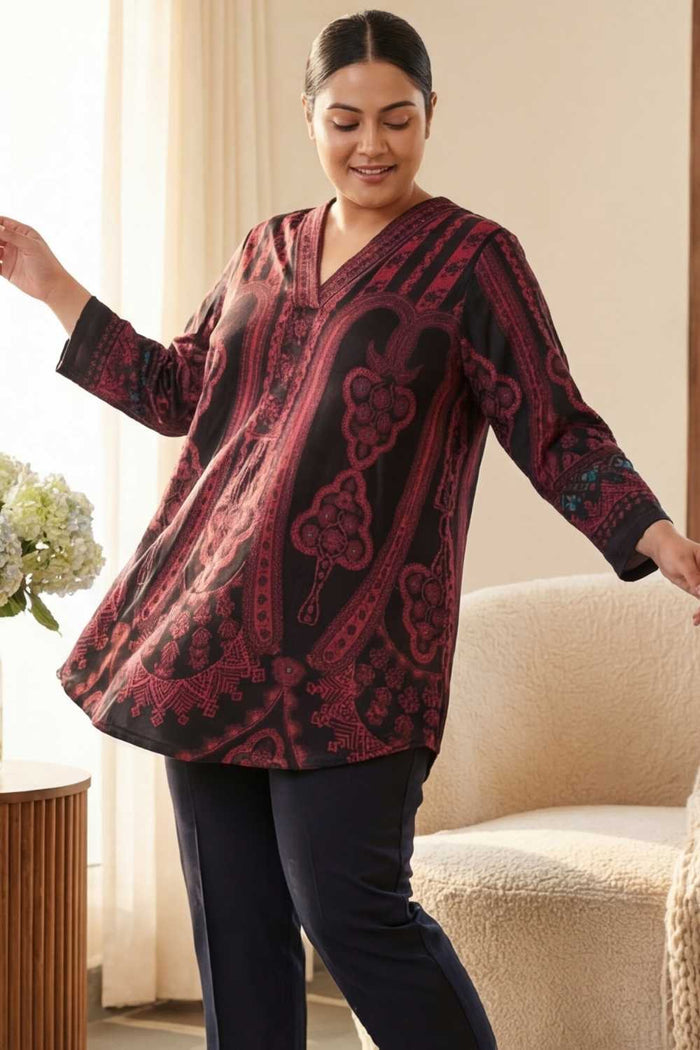 Plus Size Black Red SnugWeave Winter Top