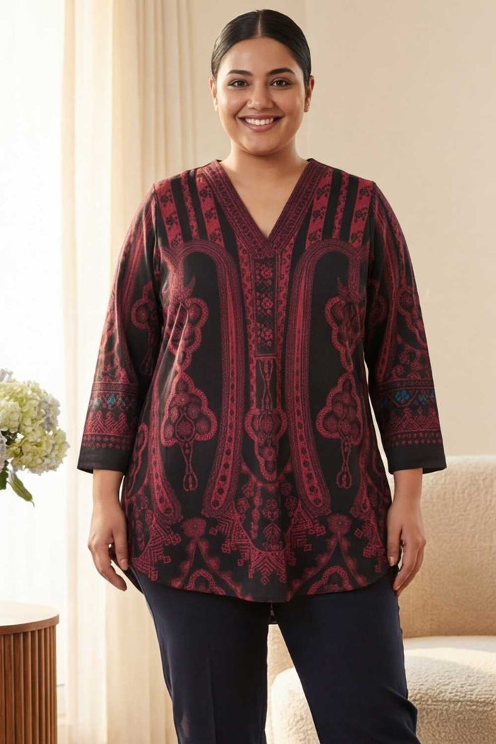 Plus Size Black Red SnugWeave Winter Top