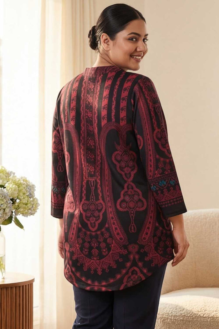 Plus Size Black Red SnugWeave Winter Top