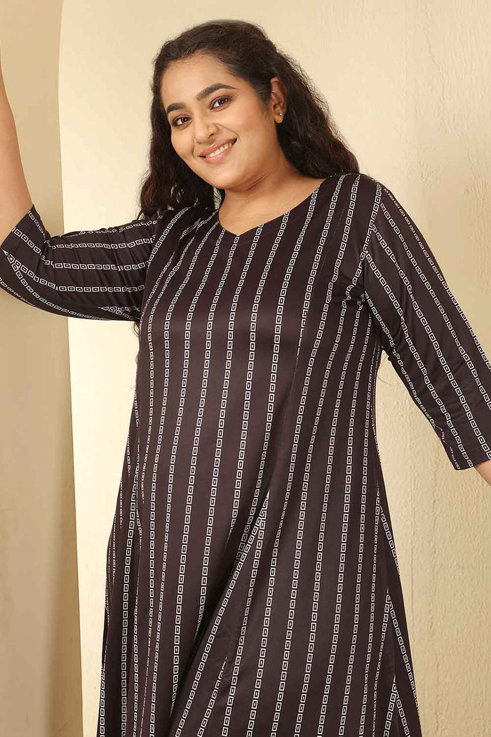 Plus Size Black Stripes A Line Dress