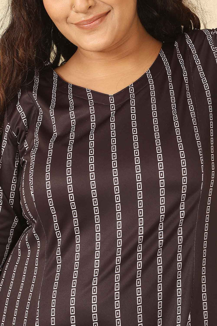 Plus Size Black Stripes A Line Dress