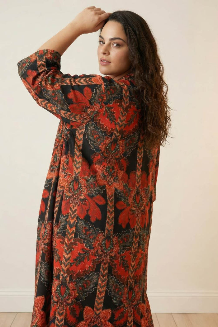 Plus Size Black Tropical Print Coord Set