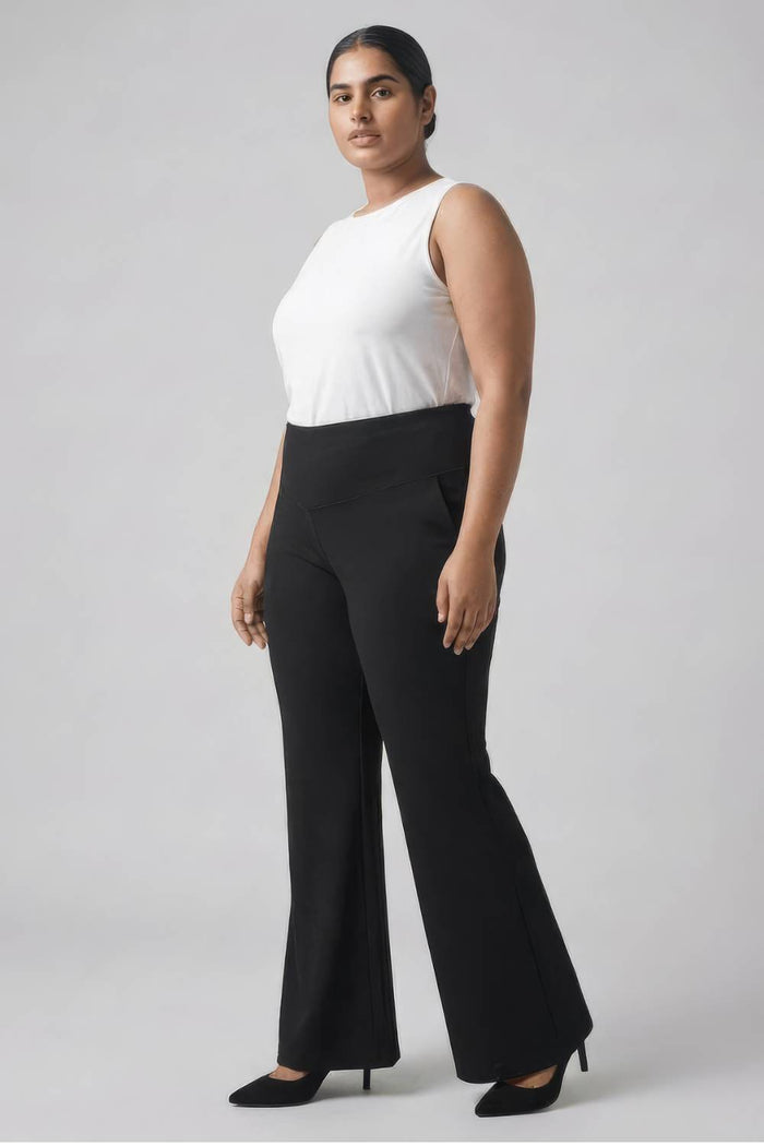 Plus Size Black Tummy Shaper Boot Cut Pants