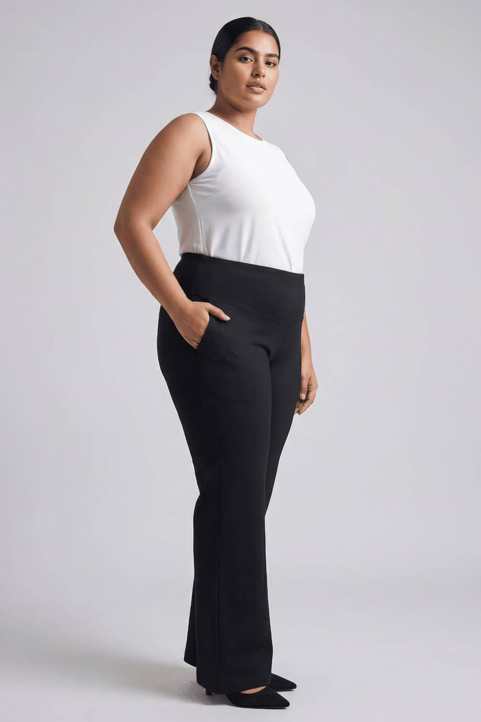Plus Size Black Tummy Shaper Boot Cut Pants