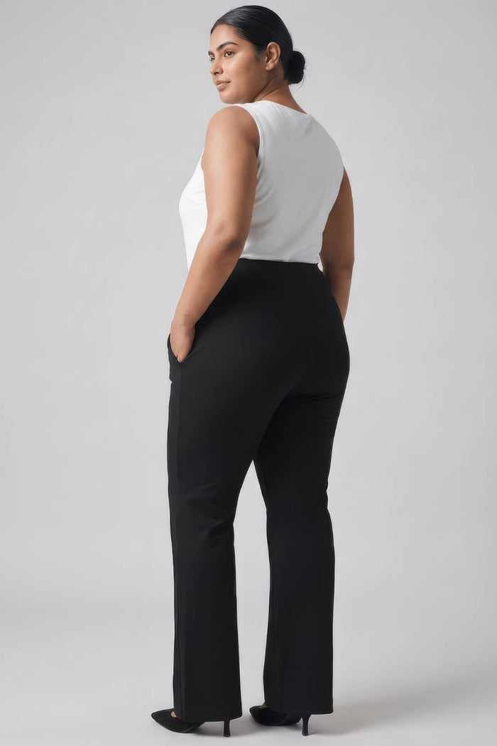 Plus Size Black Tummy Shaper Boot Cut Pants