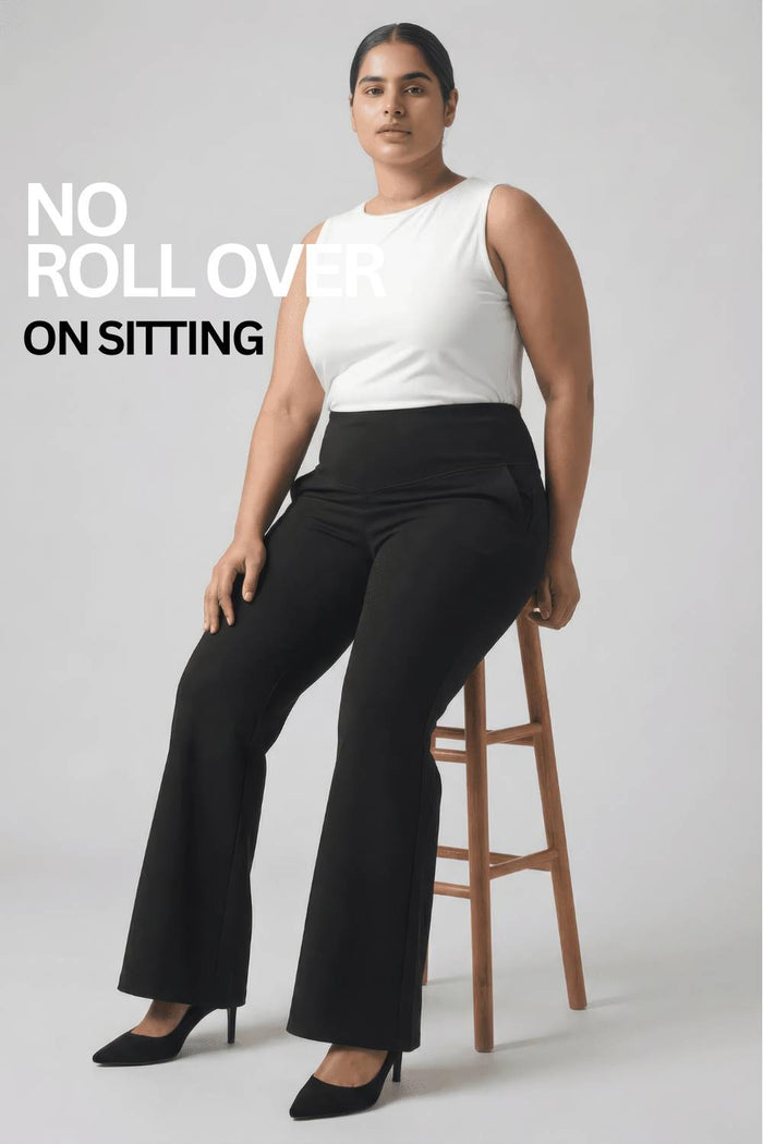 Plus Size Black Tummy Shaper Boot Cut Pants