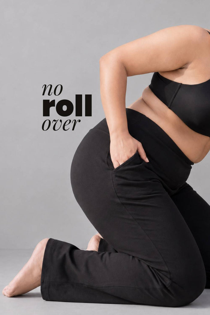 Plus Size Black Tummy Shaping Wide Straight Pants