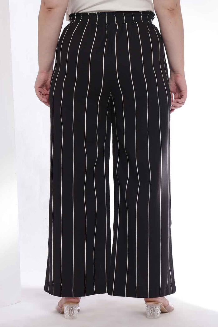 Plus Size Black Vertical Stripe Kurta Coord Set