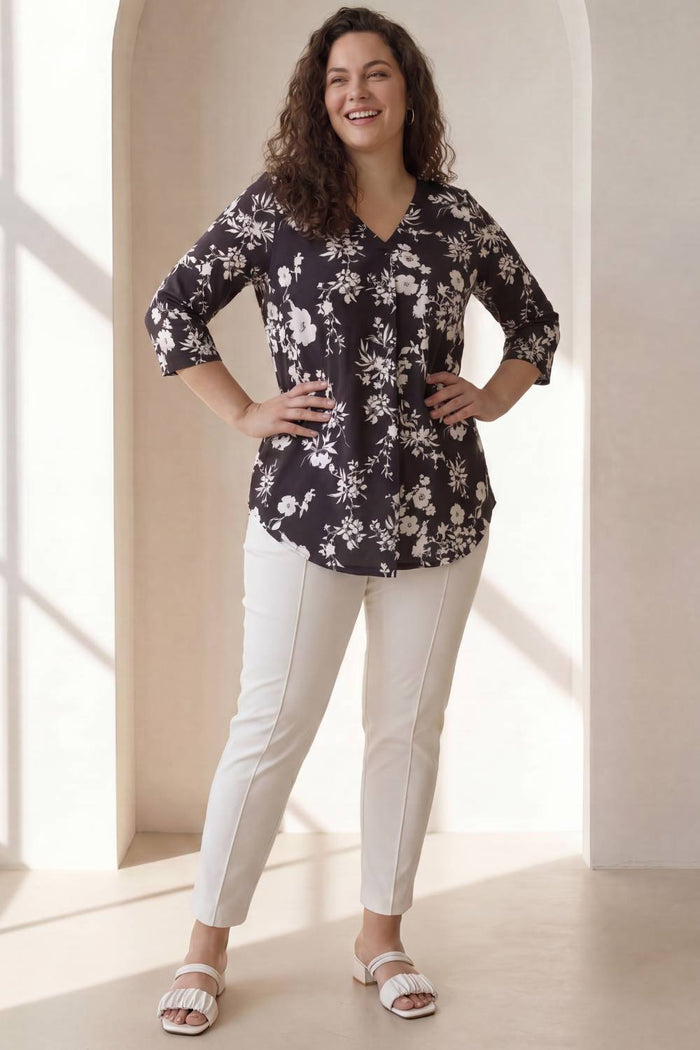 Plus Size Black White Floral Top