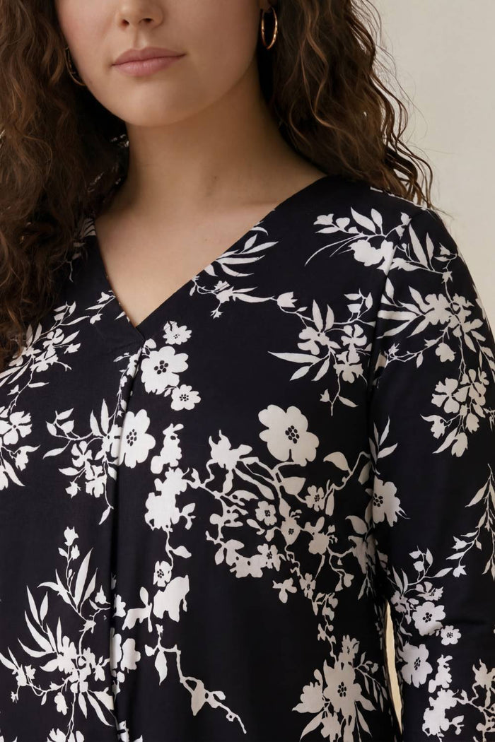 Plus Size Black White Floral Top