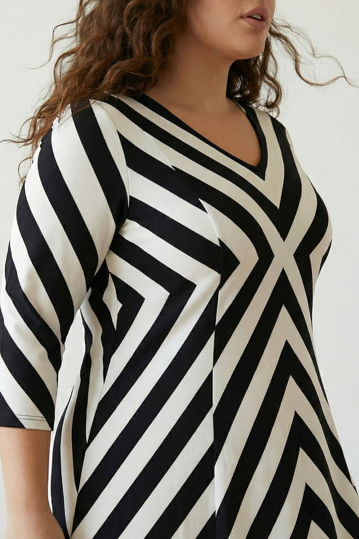 Plus Size Black White Monochromatic A line Dress
