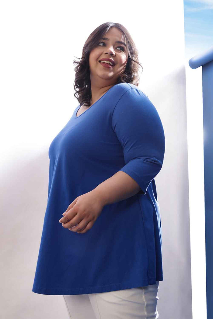 Plus Size Blue A Line Tshirt