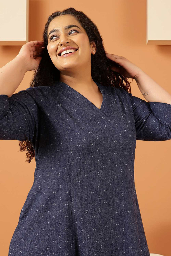Plus Size Blue Denim Midi Dress