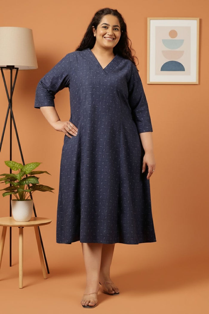 Plus Size Blue Denim Midi Dress