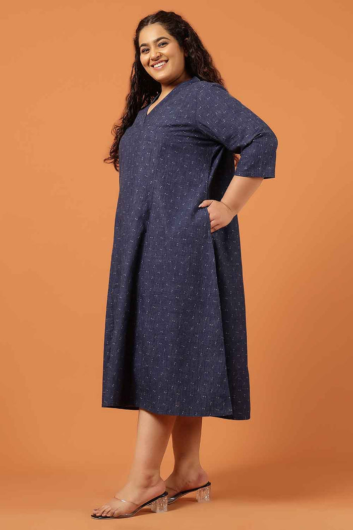 Plus Size Blue Denim Midi Dress