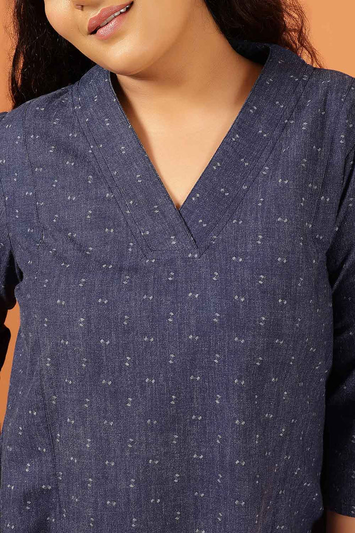 Plus Size Blue Denim Midi Dress