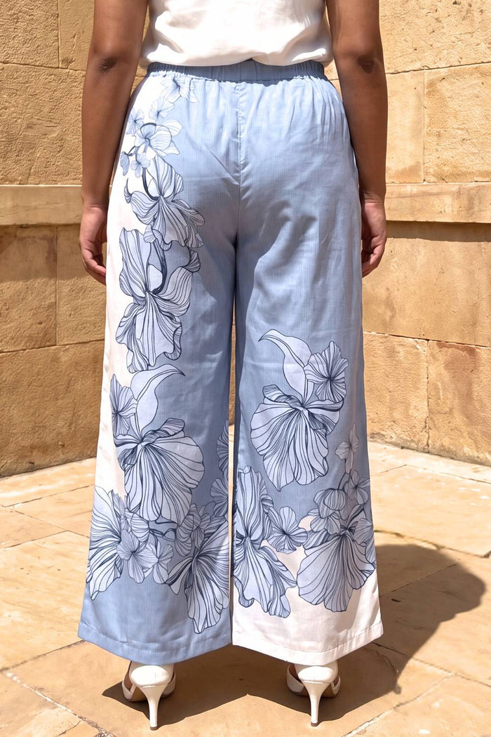 Plus Size Blue Floral Print Cotton Kurta Coord Set