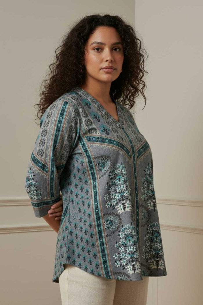 Plus Size Blue Grey SnugWeave Winter Top