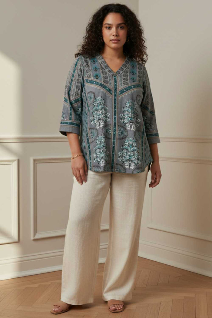 Plus Size Blue Grey SnugWeave Winter Top