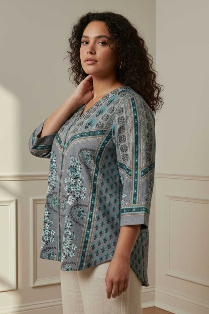 Plus Size Blue Grey SnugWeave Winter Top
