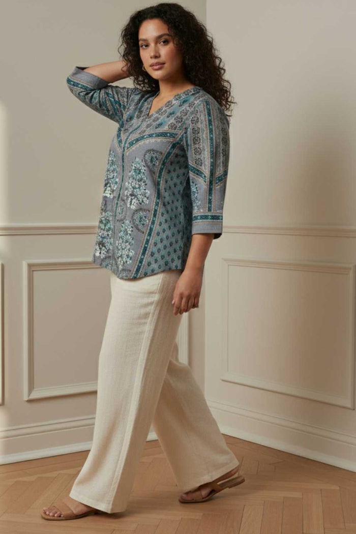 Plus Size Blue Grey SnugWeave Winter Top