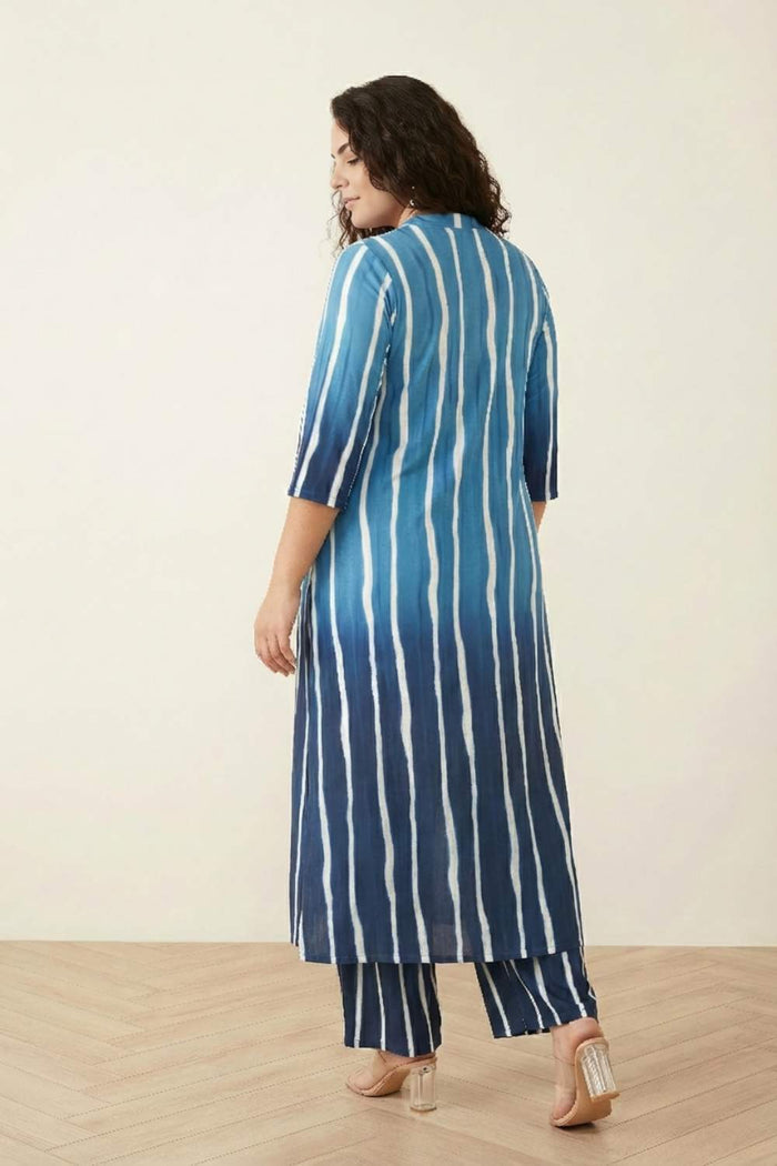 Plus Size Blue Ombre Kurta Coord Set
