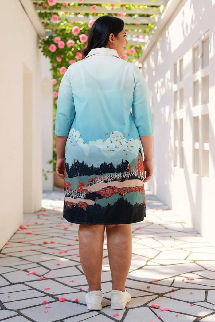 Plus Size Blue Paradise Shirt Dress