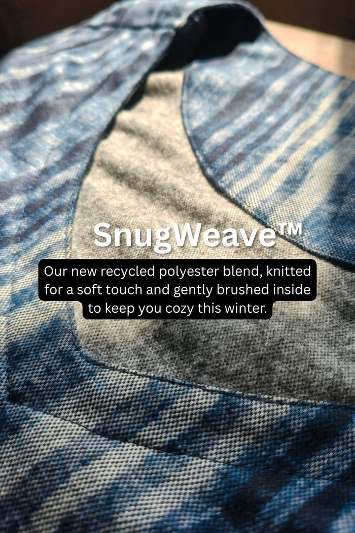 Plus Size Blue Vertical Stripe SnugWeave Winter Dress