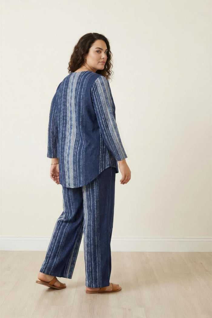 Plus Size Blue Vertical Stripe Top SnugWeave™ Winter Coord Set