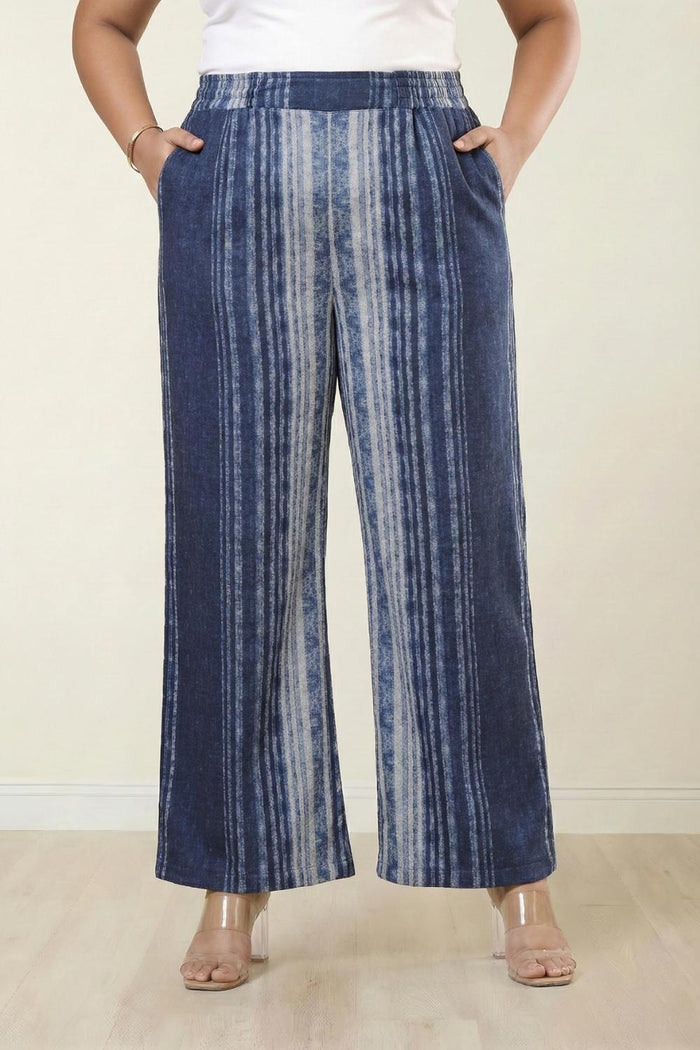 Plus Size Blue Vertical Stripe Top SnugWeave™ Winter Coord Set