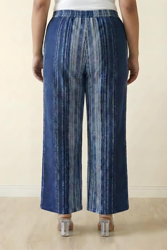 Plus Size Blue Vertical Stripe Top SnugWeave™ Winter Coord Set