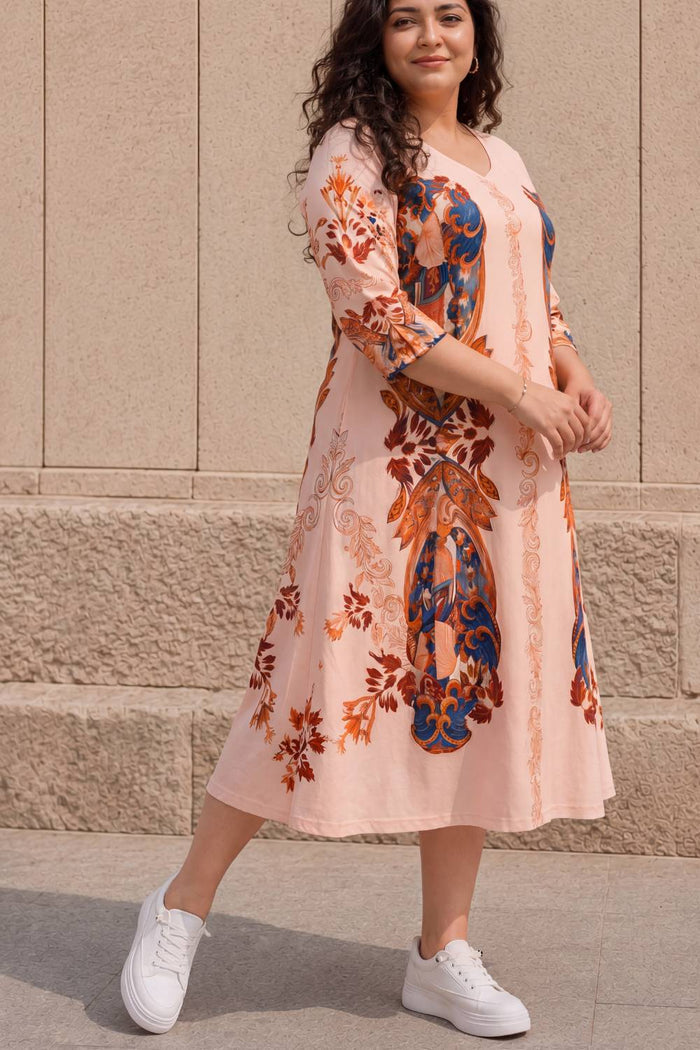 Plus Size Blush Royale Floral Midi Dress