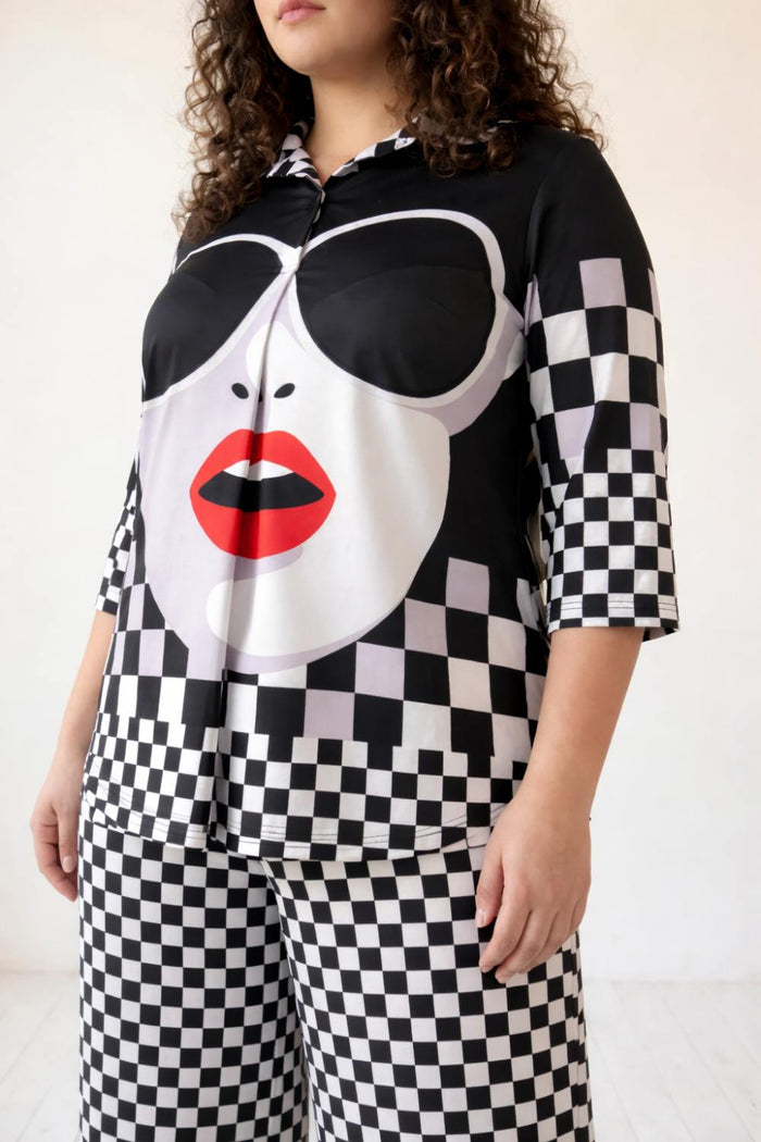 Plus Size Bold Face Checkered Coord Set