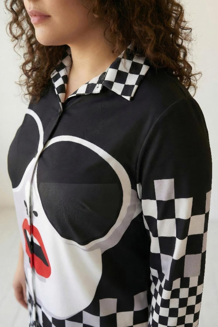 Plus Size Bold Face Checkered Coord Set