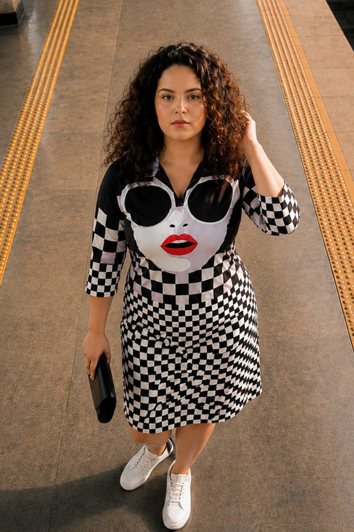 Plus Size Bold Face Shirt Dress